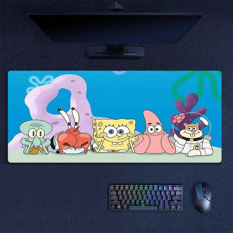 SpongeBob SquarePants Mouse Pad, Large Gaming Desk Mat, Non-slip XXL Mousepad for Laptop & Tablet, Mini PC Playmat with Stitched Edges