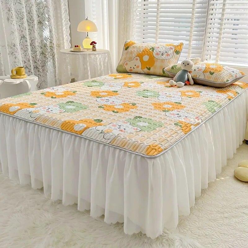 Летний комплект прохладных простыней из латекса, благоприятный для кожи, моющийся, кондиционер, юбка-кровать, нескользящие защитные чехлы для матраса