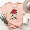 (Asian Size)Clothing Casual Flower 90s Lovely Style Cute Short Sleeve Tee Top Fashion T Shirt Women Print Lady Female Graphic T-shirt