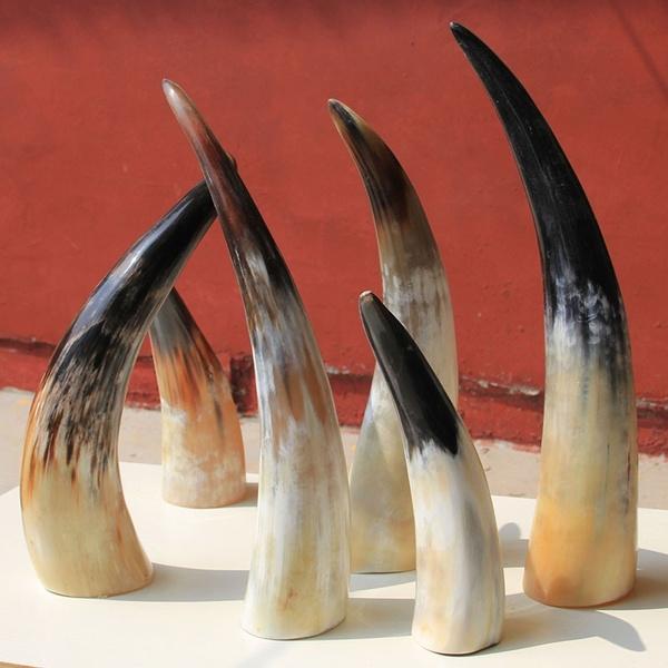 Natural Genuine Horn Ornaments Single Yellow Single Horn of Africa