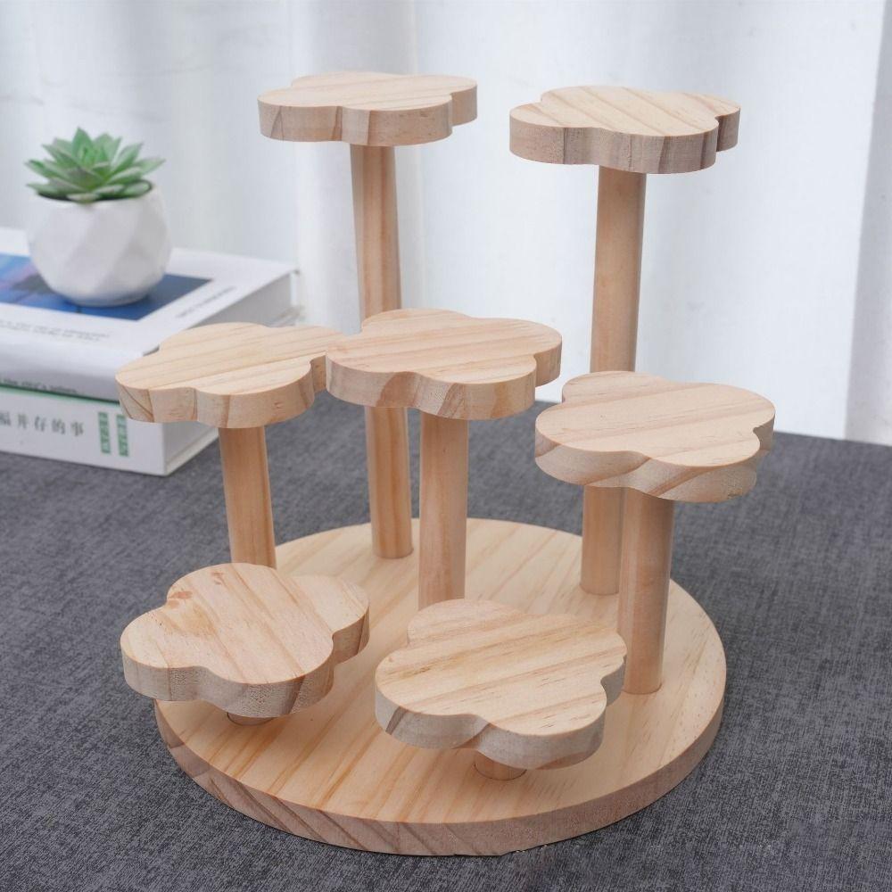 Multi Tier Desktop Display Stand Decorative Storage Rack Portable Wooden Storage Shelf  Table