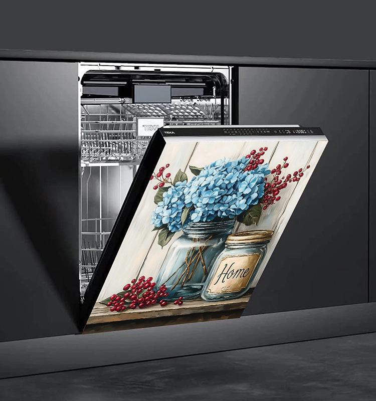 1 шт. ПВХ Водонепроницаемые Наклейки Кухня Цветочный Принт Украшение Дома Наклейка для Посудомоечной Машины Самоклеящиеся Обои Холодильник