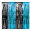 2 Packs Red Black Foil Fringe Curtains 6.56FT Black Tinsel Backdrop Shimmer Curtain for Birthday Baby Shower Race Car Party Deco 5