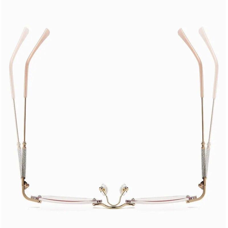 Ретро очки для чтения без оправы, синий свет, блокирующий ромбовидную огранку, градиентные очки для дальнего видения, очки для женщин