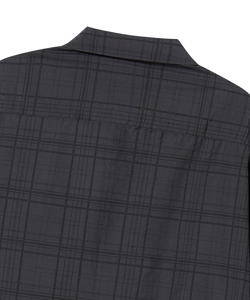 BEYOND CLOSET [Collection Line] Lux Fabric Check Short Sleeve Shirt Charcoal Gray