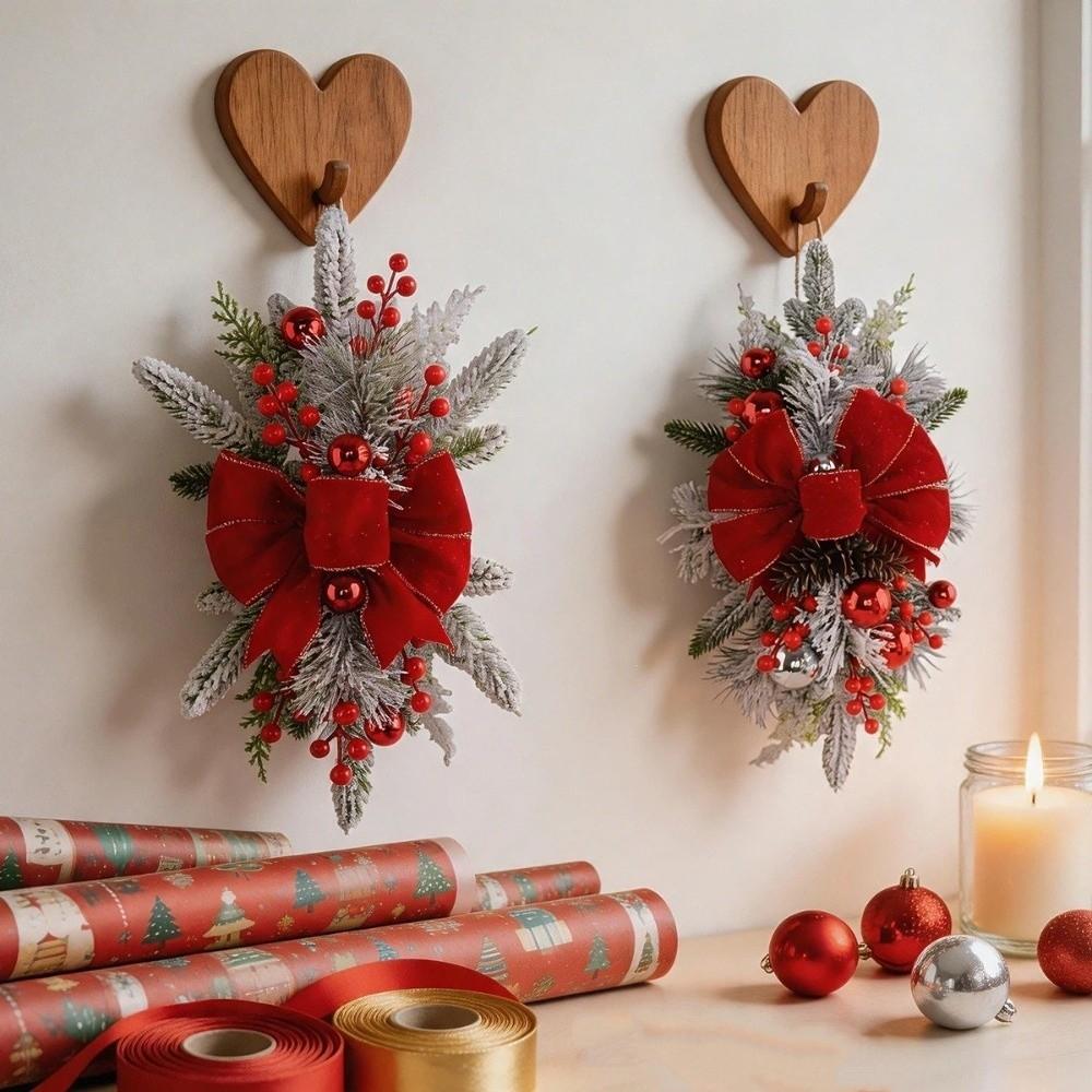 Vertical Droplet Shaped Christmas Pine Needle Swag Wreath Xmas Tree Garland Party Supplies