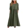Women's Summer Solid Color Round Neck Half Sleeve  Casual Long Solid Color Dress