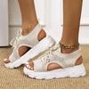 Summer Women Sandals Mesh Casual Shoes White Thick-Soled Lace-Up Sandalias Open Toe Beach Shoes for Women