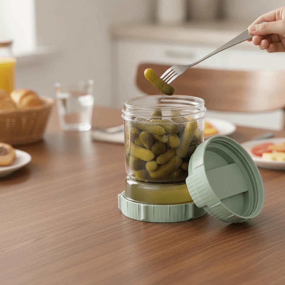 Strainer Mesh Hourglass Shape Pickle Jar with Fork Kimchi Making Jar Kitchen