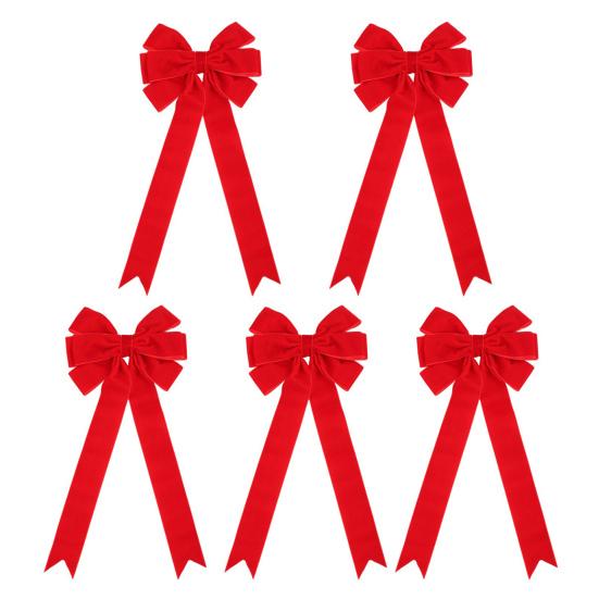 5 шт. рождественские бархатные банты, праздничные украшения для елки, венок из бархатной ленты, бант для упаковки подарочной коробки, сделай сам