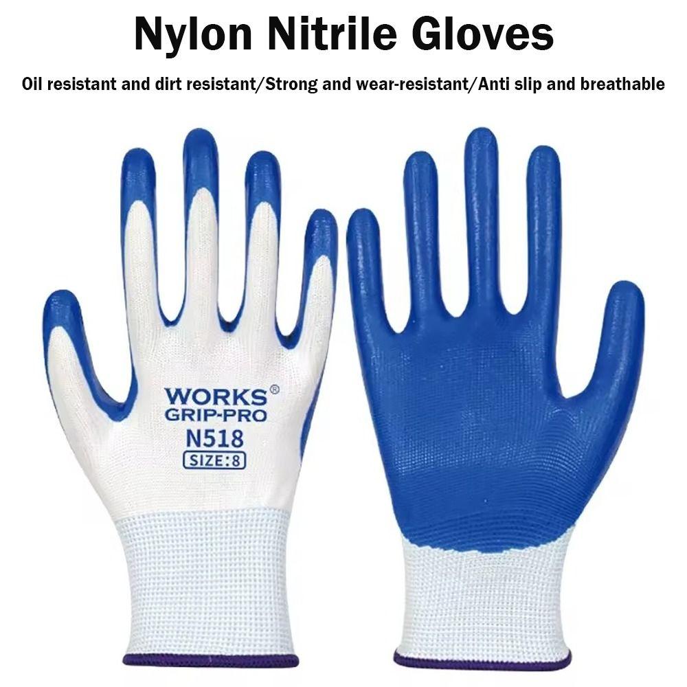 Nylon Nitrile Gloves Nitrile Safety Gloves Non-slip Labor Protection  Industrial