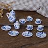 15 шт. 1:12 Миниатюрный Фарфоровый Чайный Сервиз Цветочный Чинц Столовая Посуда Кухня Мебель для Кукольного Домика Игрушки для Детей Чайник DIY Игрушки