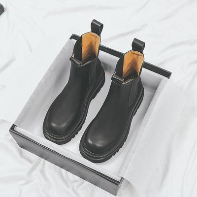 [DongJI] Кожаные короткие ботинки челси женские 2024 новые универсальные короткие ботинки британские средние ботинки Martin Boots