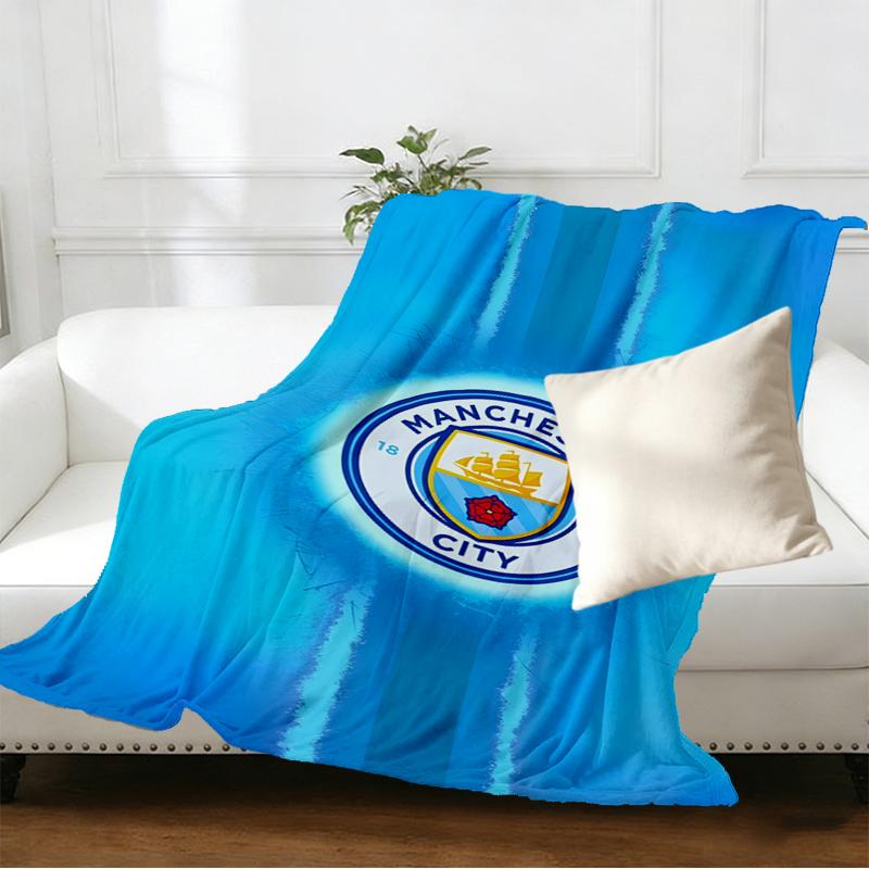 Manchester City FC Print Blanket - Soft & Comfortable, for Bedroom, Travel, Sofa, Home Decoration - Birthday Christmas Gift for Friend