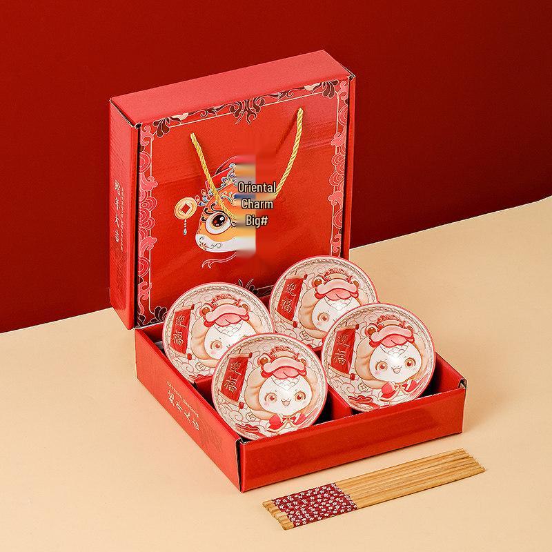 Japanese Ceramic Wedding Gift Set: Bowl & Chopstick with Gift Box - Perfect for Lucky Draws and Employee Gifts