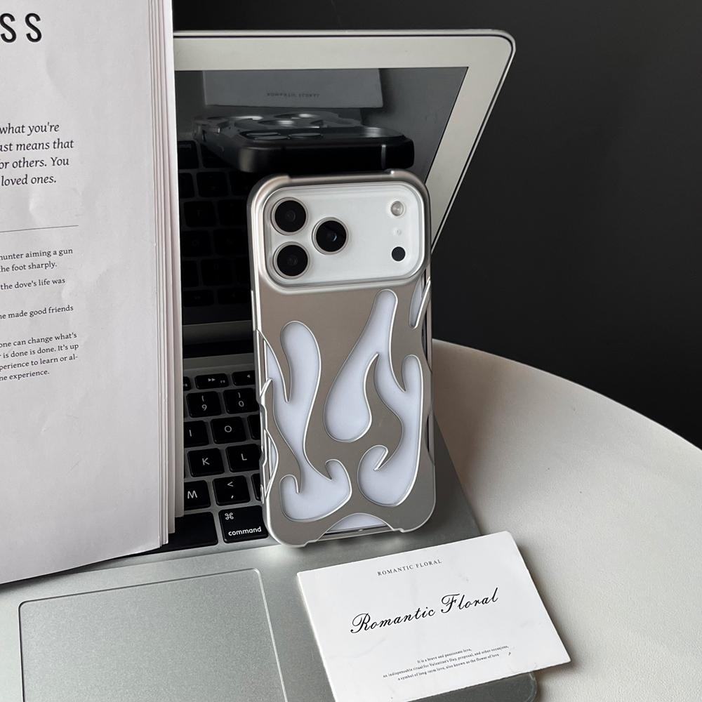 3D Чехол для телефона с полым узором в виде пламени для iPhone 17 Air 16 15 14 13 12 11 Pro Max Plus Тонкий Ударопрочный Задняя крышка Модный Мягкий ТПУ