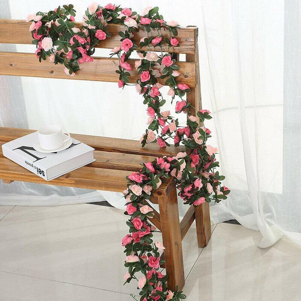 45 Flowers 7Ft Artificial Silk Rose Flower Hanging Garland Vine Wedding Decor UK
