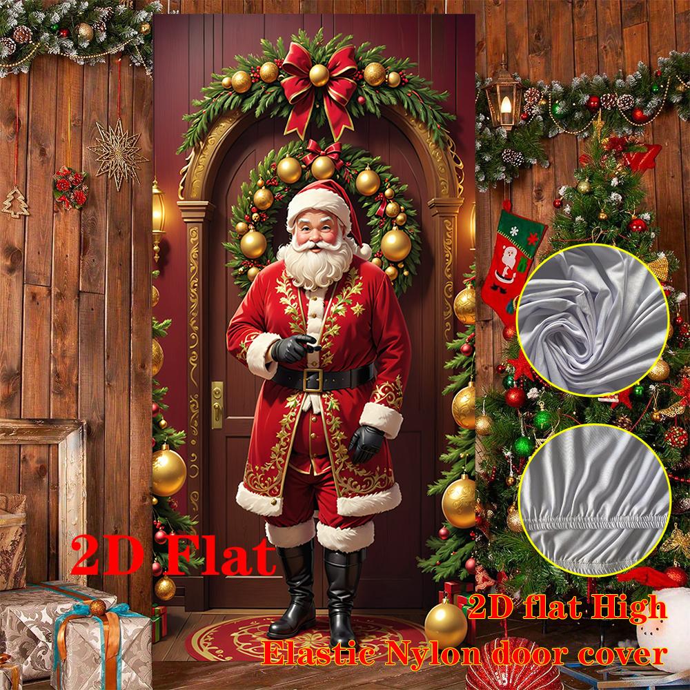 2D flat, 2D flat Christmas door decoration, the first choice for holiday entrances, high-definition Santa Claus patterns