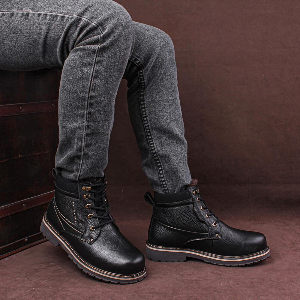 Мужские зимние ботинки из натуральной кожи. Теплые удобные зимние ботинки. Мужская зимняя обувь из натуральной кожи.