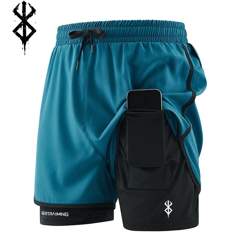 Men Summer Shorts Running Sports 2 in 1 Quick Dry Workout Training Gym Fitness Jogging Shorts Pants