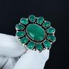 Emerald , Green Onyx Gemstone Ring, 925 Sterling Silver Ring, Gift For Her, Oval Stone ,Elegant Handmade Ring, Green Onyx Flower Silver Ring