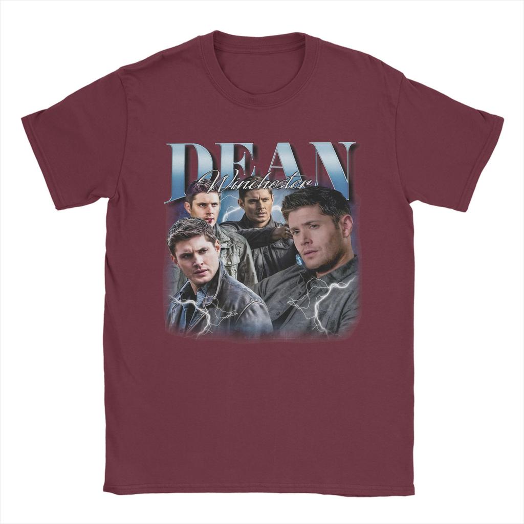 Новинка Винтаж Dean Winchester Сверхъестественное Футболки для Мужчин Хлопковые Футболки с Коротким Рукавом Идея для Подарка Одежда