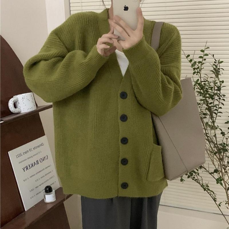 Винтажный ленивый кардиган V-образного выреза, вязаный, для женского осенне-зимнего сезона, новый, свободный, универсальный, на пуговицах, куртка-свитер для женщин