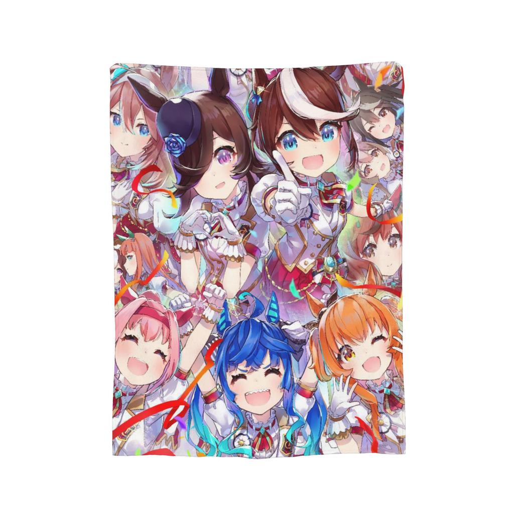 Uma Musume Pretty Derby Blankets Flannel Decoration Multi-function Super Soft Throw Blanket for Sofa Office Bedding Throws