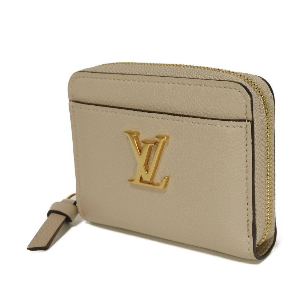 Б/у 12564 Кошелек Lockme на молнии по кругу M80100 7943 Логотип LV на молнии по кругу RFID Подпись LV Зеленый Унисекс из Японии ОРИГИНАЛ