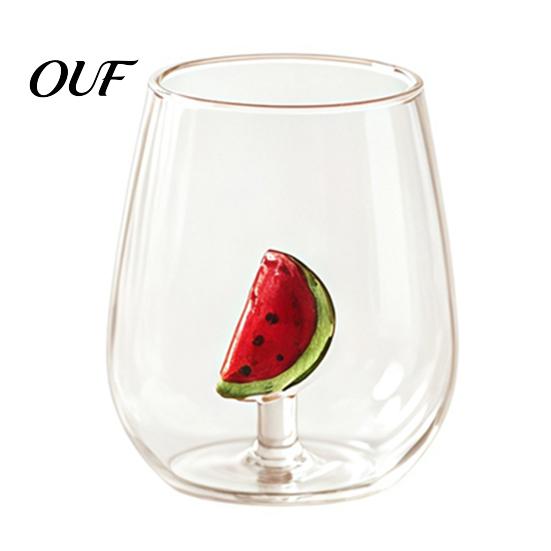 Practical Decorative Glassware for Afternoon Tea Clear Drinking Glass Cup with 3D Fruit And Christmas Holiday Ornaments, Theme Cups Gifts Heat