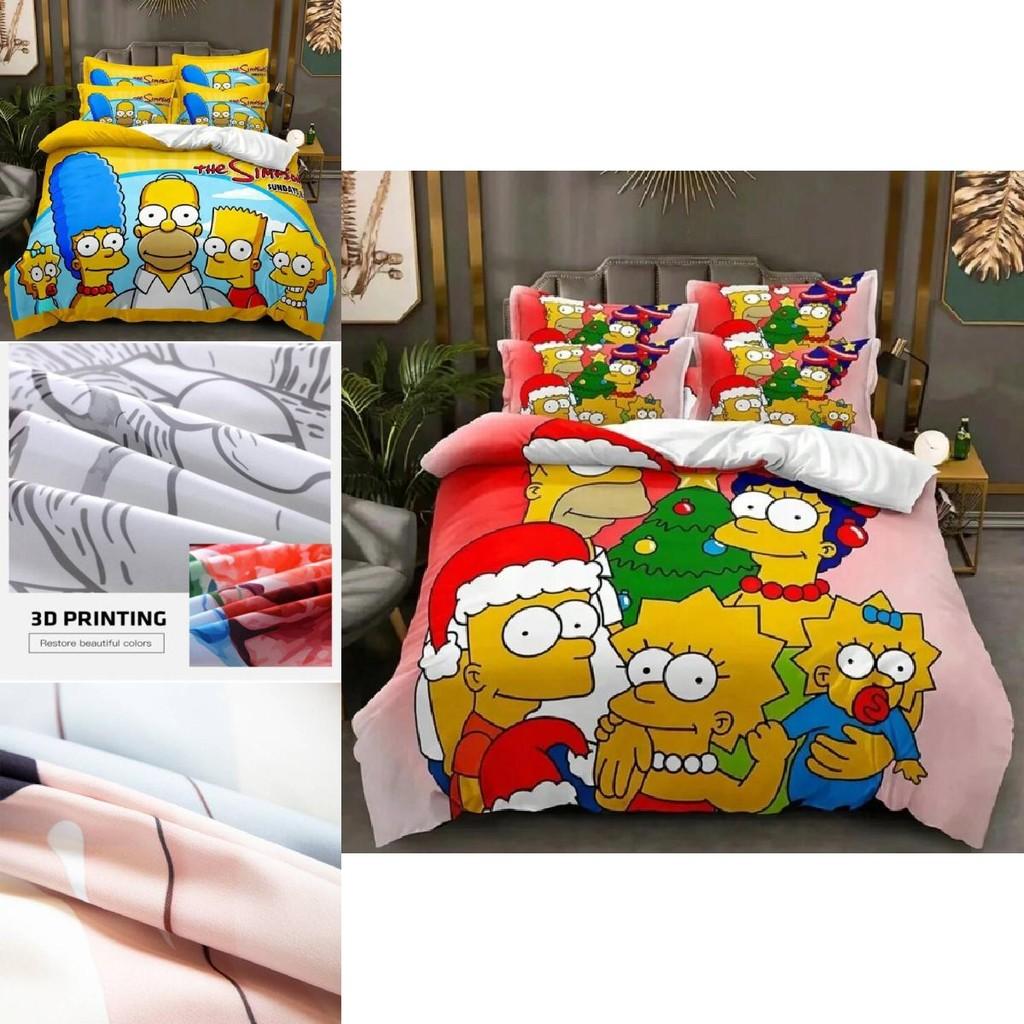 Мультяшный постельный комплект The Simpsons с реактивной печатью для современного домашнего декора