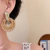 Wood Bohemian Drop Earrings Round Geometric Earrings Retro Rattan Weave Earrings  Party