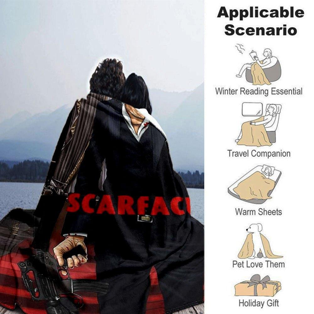 1pc Scarface-Inspired Flannel Blanket - Soft Cozy All-Season Throw for Bedroom, Sofa, Camping, Travel - Perfect Gift for Movie FansB56