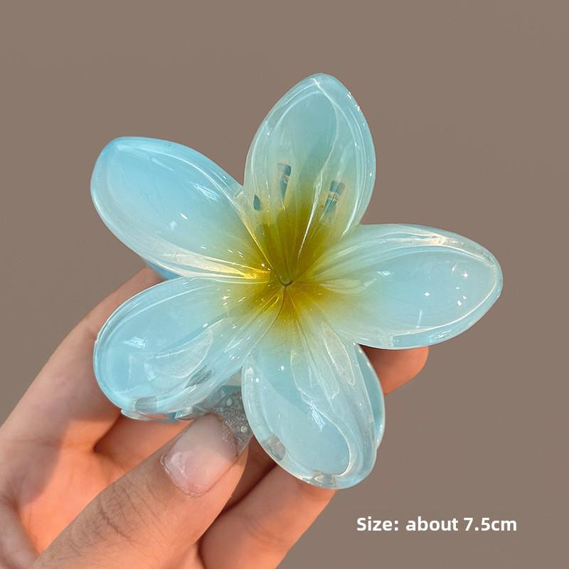 Заколка для волос «Акула» в виде цветка франжипани для элегантного пляжного стиля, наполовину завязанные волосы