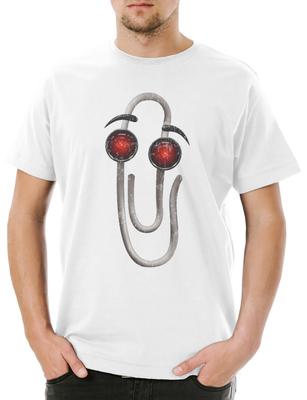 Мужская футболка Clippynator Clippy Clippit Скрепка Канцелярская скрепка Терминатор
