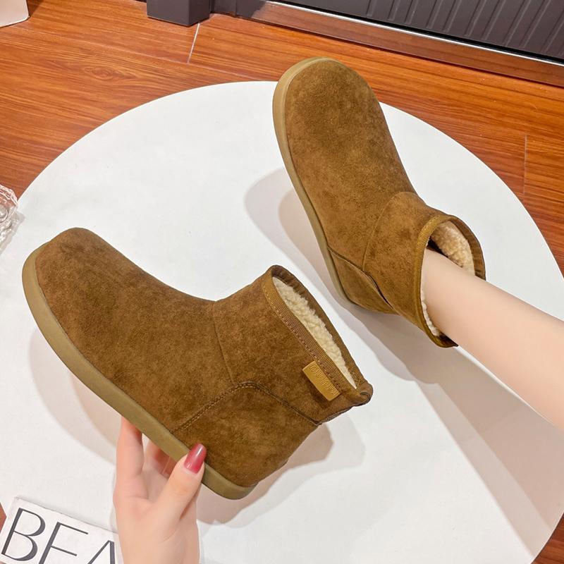 Женские зимние ботильоны на плоской подошве, замшевые короткие плюшевые дизайнерские хлопковые туфли для женщин 2025 года, тренд, зимние теплые повседневные удобные ботинки для женщин