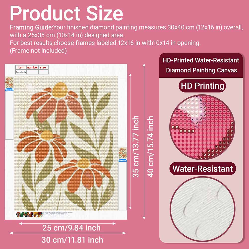 5D Diamond Painting Kit. Floral Flower Art Diamond Mosaic Craft. Handmade Home Decoration for Living Room and Bedroom