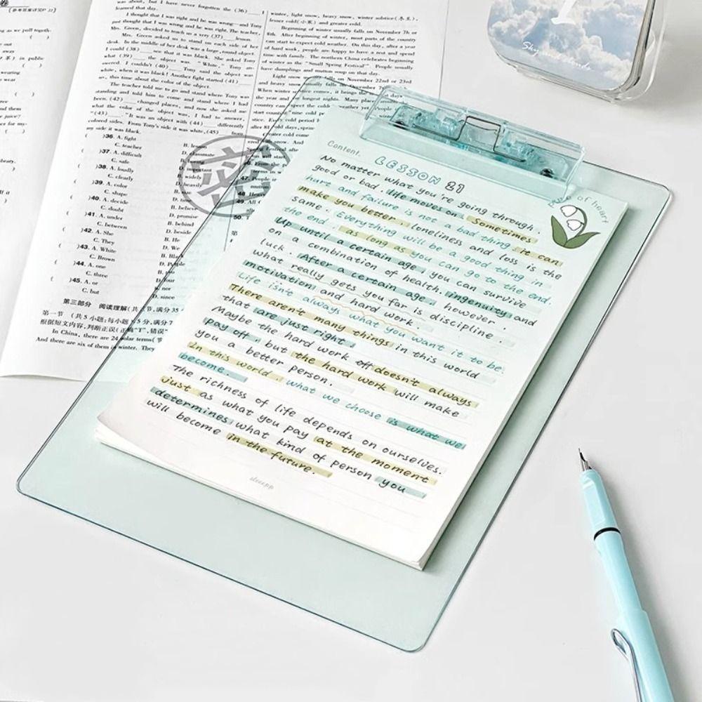 With Low Profile Gold Clip Transparent A4 Clipboard File Folder Board Clamp  File Storage