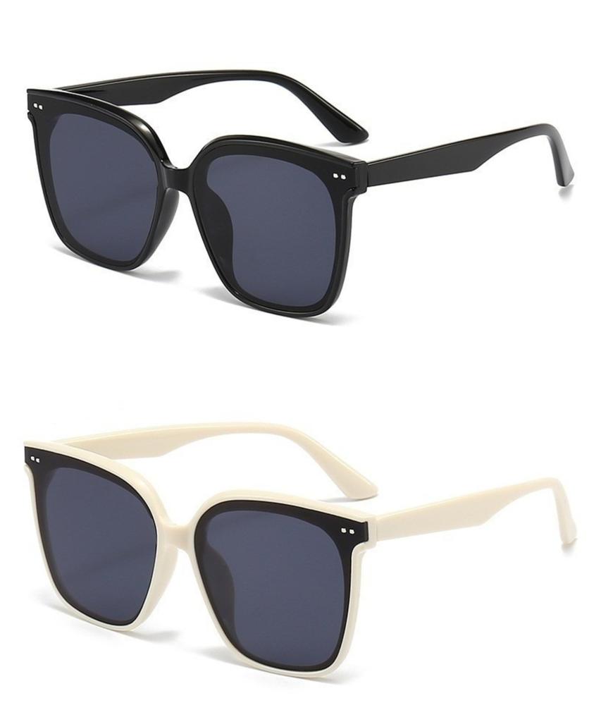 Солнцезащитные очки в корейском стиле, ретро, квадратные, с большой оправой, с заклепками, солнцезащитные очки Ins, мужские и женские, с чувством стиля, уличные очки для пати