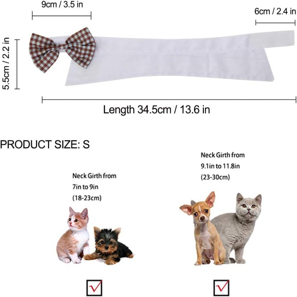 Polyester Plaid Vintage  Collar Blue Pet Plaid Fake Bow Tie Safety British Style Bow  Pet