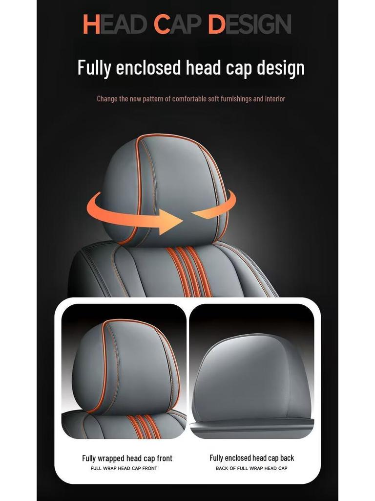 Nappa Leather Full Surround Seat Cushion Set for Five-Seat Cars, Universal Four-Season Car Seat Covers