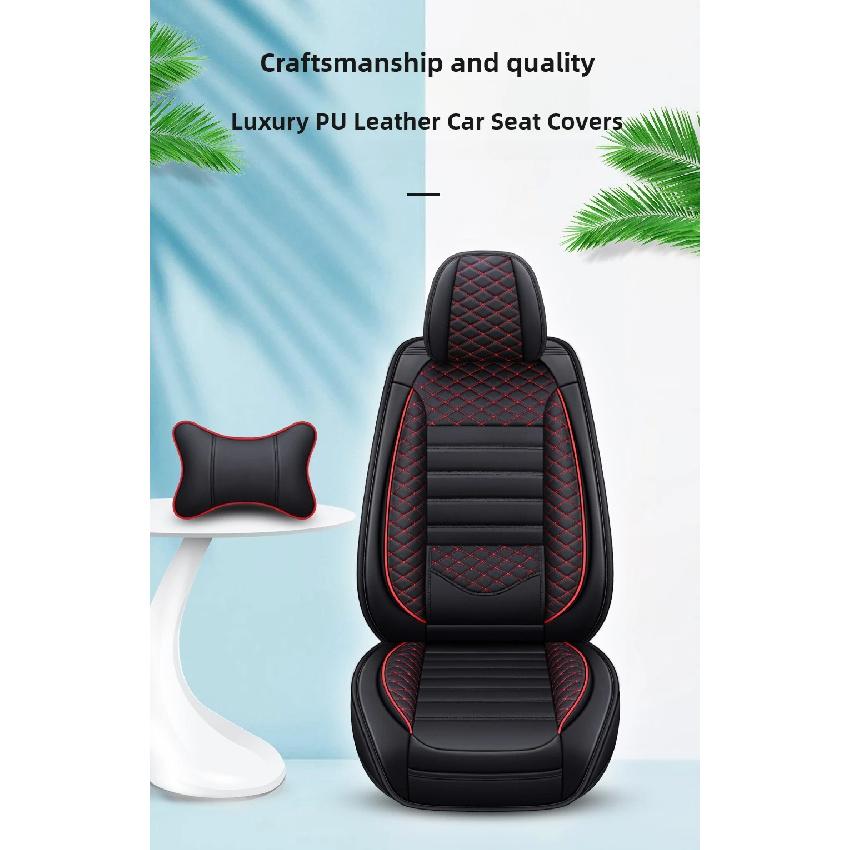 Luxurious PU leather car seat cover, 3D wing & fixed lumbar support - Soft, comfortable and durable, suitable for most Car