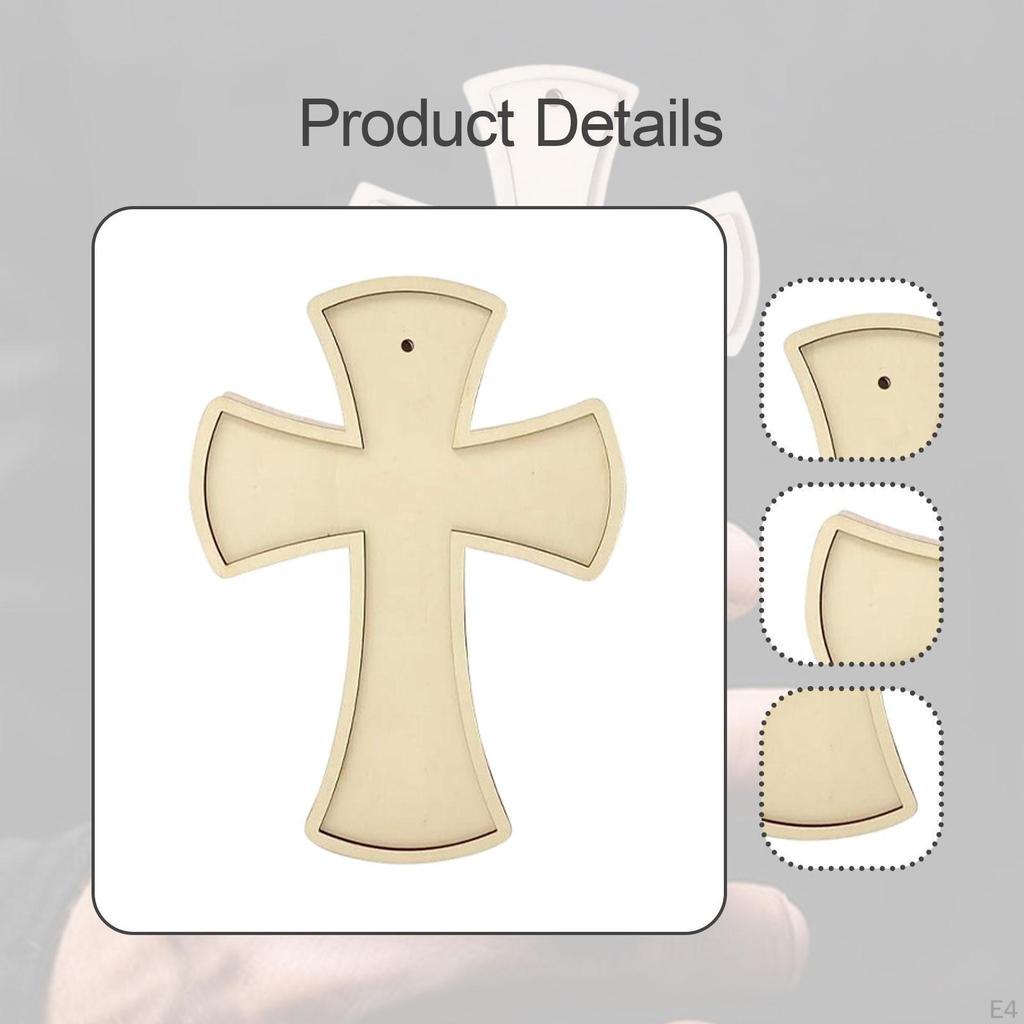 12 Wooden Crosses for Crafts, Unfinished Cross, Hanging Ornament with Hole Card Making