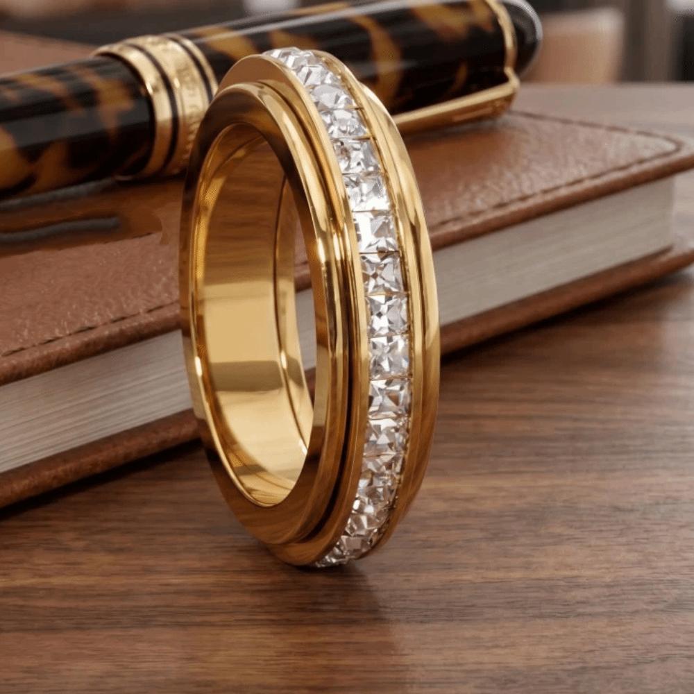 Elegant Full Drill Ring Minimalist Finger Jewelry Fashion Rotating Ring Party