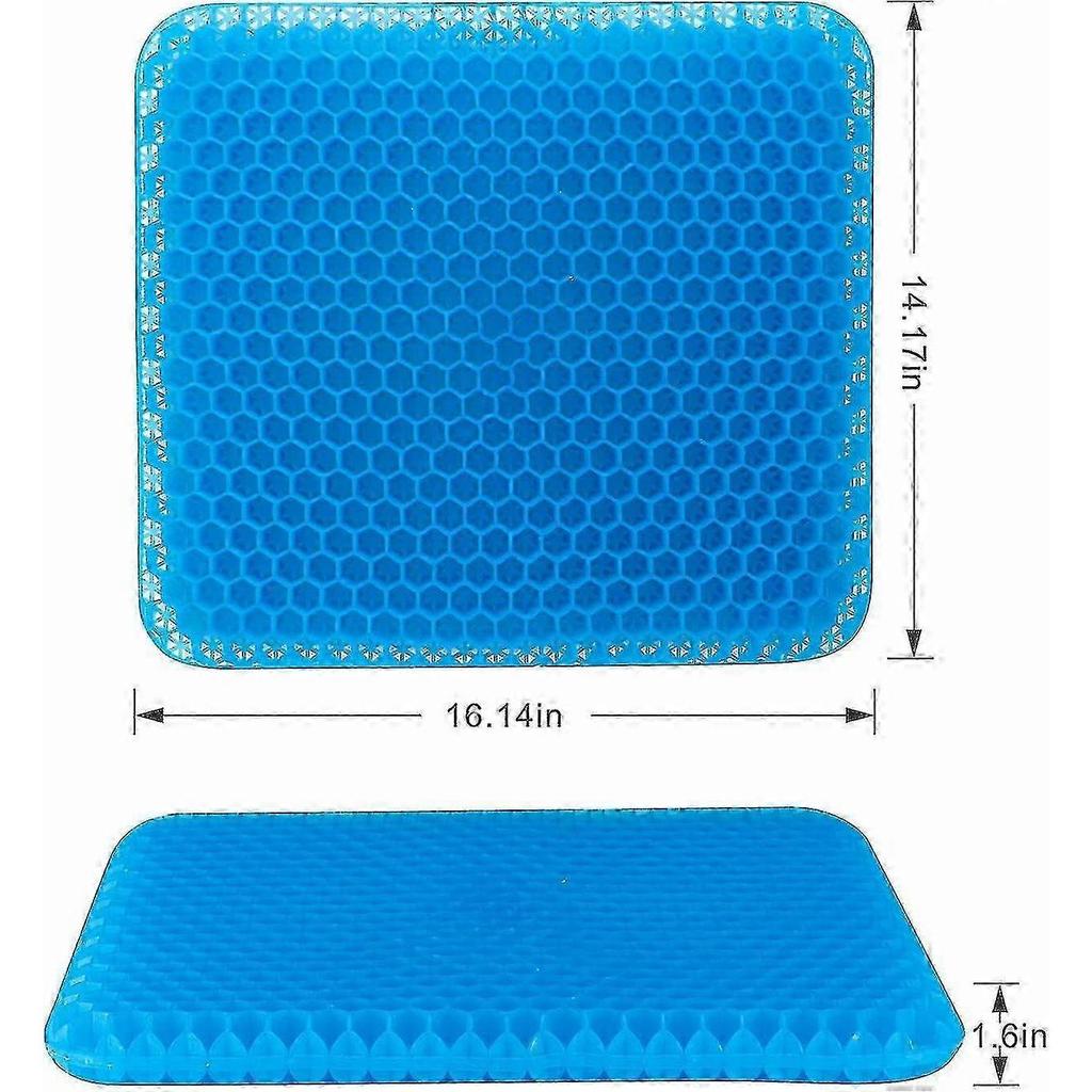 Double Thick Gel Seat Cushion with Non-slip Breathable Honeycomb Cover, Relieves Pressure & Back Pain