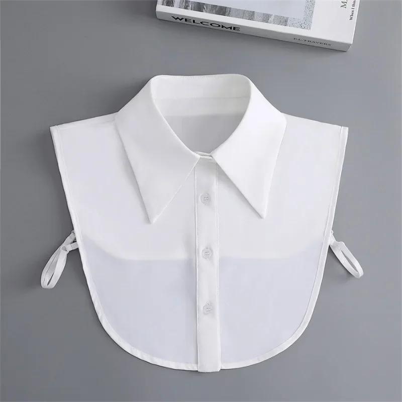 Chiffon Fake Collar Unisex White Lapel Button Down Half Shirt Detachable Collar Formal Suits Neckwear False Collar Accessories
