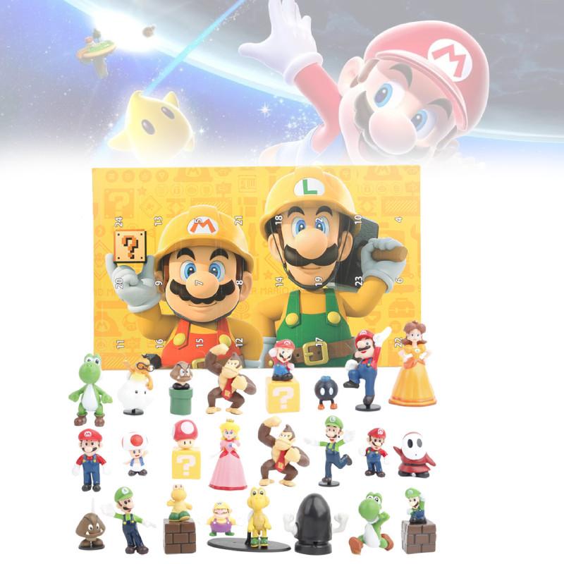 Super Mario Red And Green Mushroom Character Blind Box Figurines Set Of 24 Unique Designs