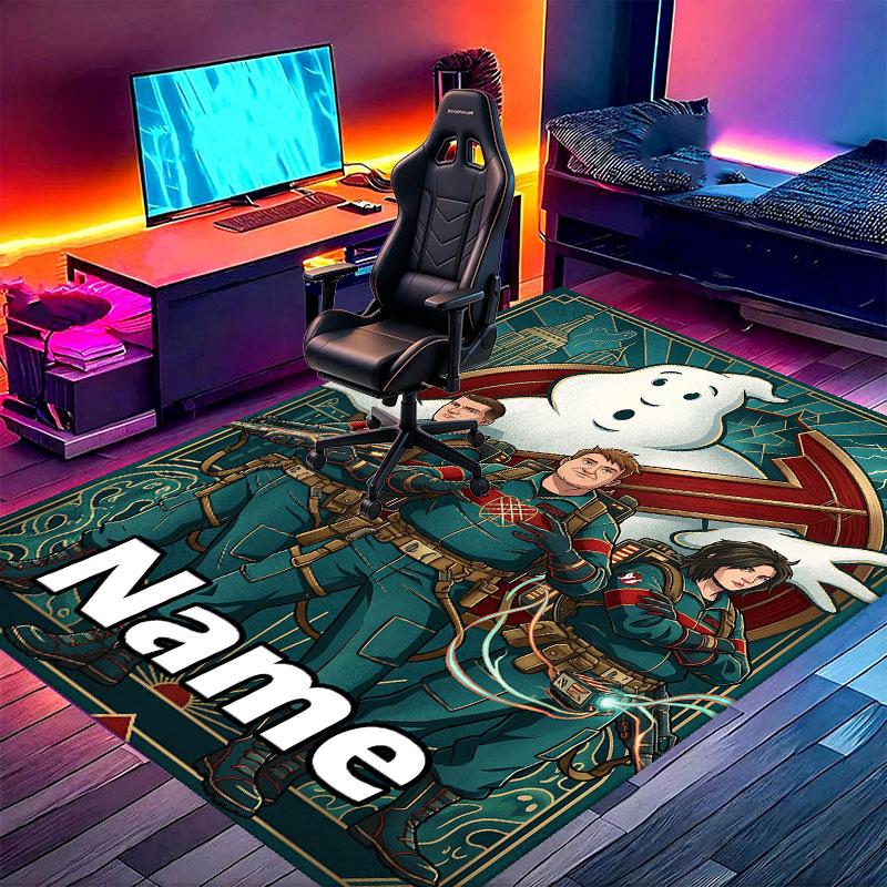 Custom Name Personalized Ghostbusters Print Carpet, Versatile Home Decor Rug, for Playroom, Apartment, Balcony, Entryway, Hallway Gift