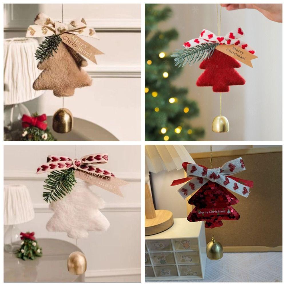 Мягкая подвеска в виде елки ручной работы, поделки, колокольчик на елку, настенное украшение, рождественские подарки