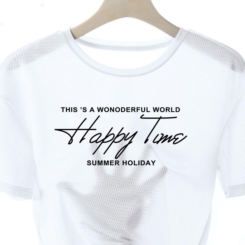 Мужская быстросохнущая сетчатая спортивная футболка Ice Silk с принтом — круглый вырез, короткий рукав, летний выпуск 2024 г.